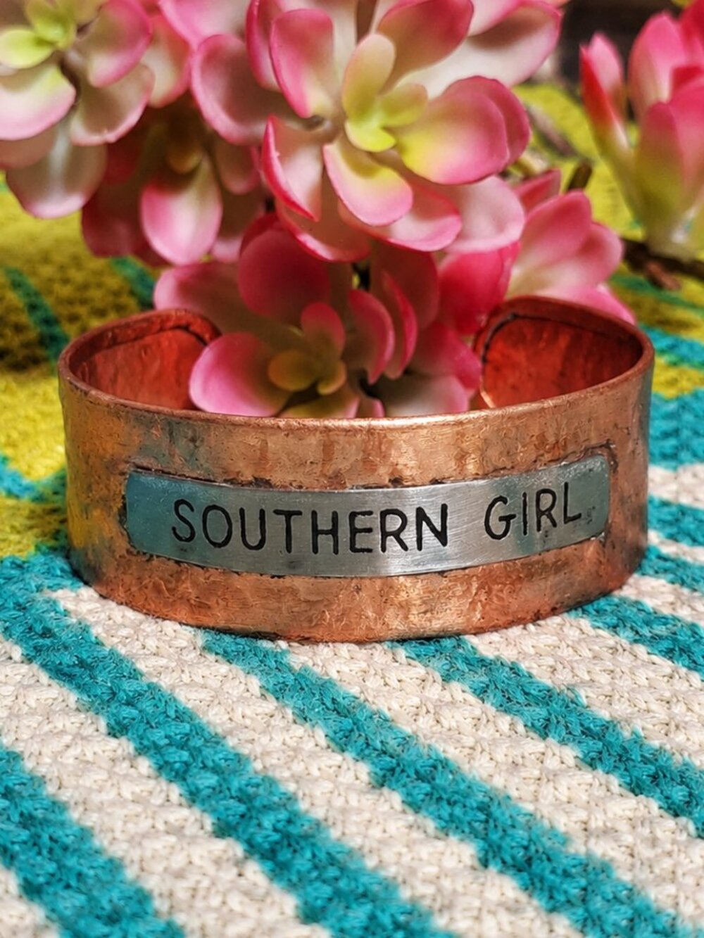 Cuff Bracelet. "Southern Girl". Distressed Copper and Silver. NWT.